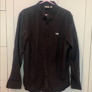 Vans Men's Black Corduroy Casual Button Down Shirt